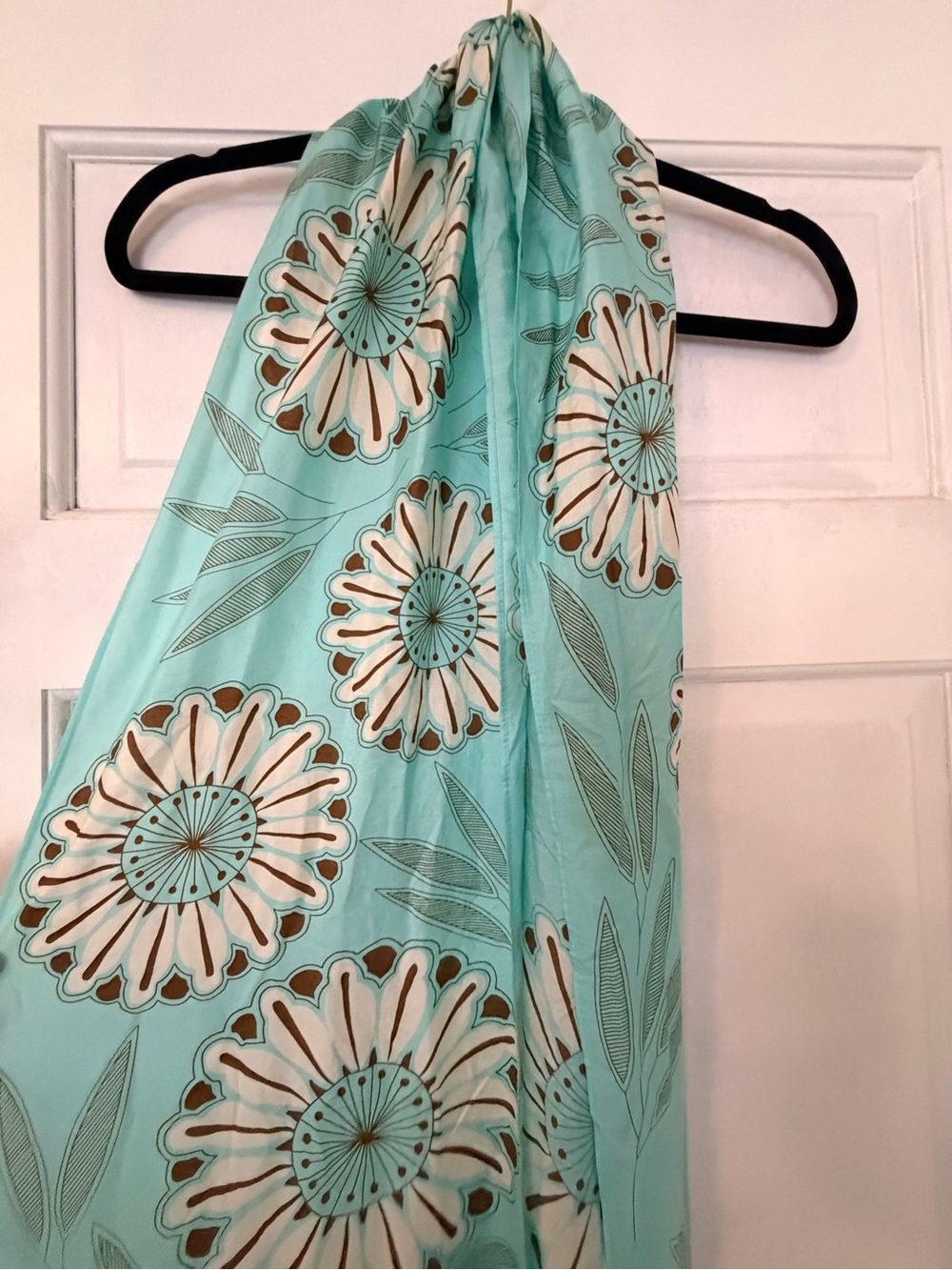 Echo Turquoise Floral Fringe Scarf - Picture 7 of 7